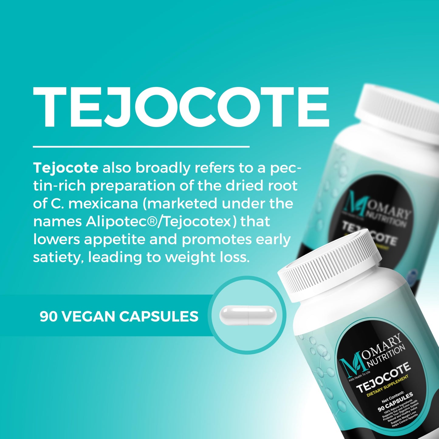 MOMARY NUTRITION Tejocote Root with Spirulina Algae and Nopal Prickly Pear Cactus Detox & Weight Management, 90 Capsules