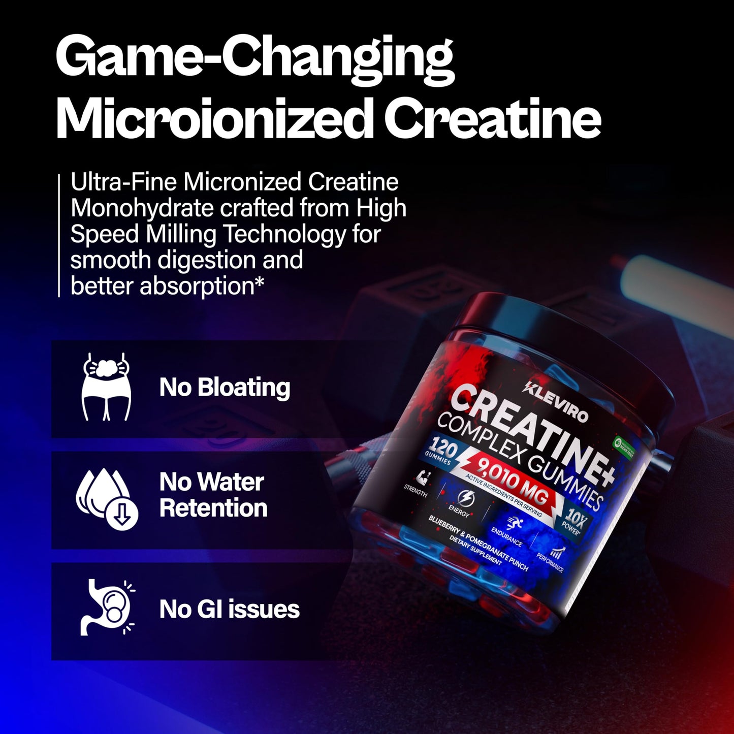 KLEVIRO Creatine Monohydrate Gummies, 120 Count