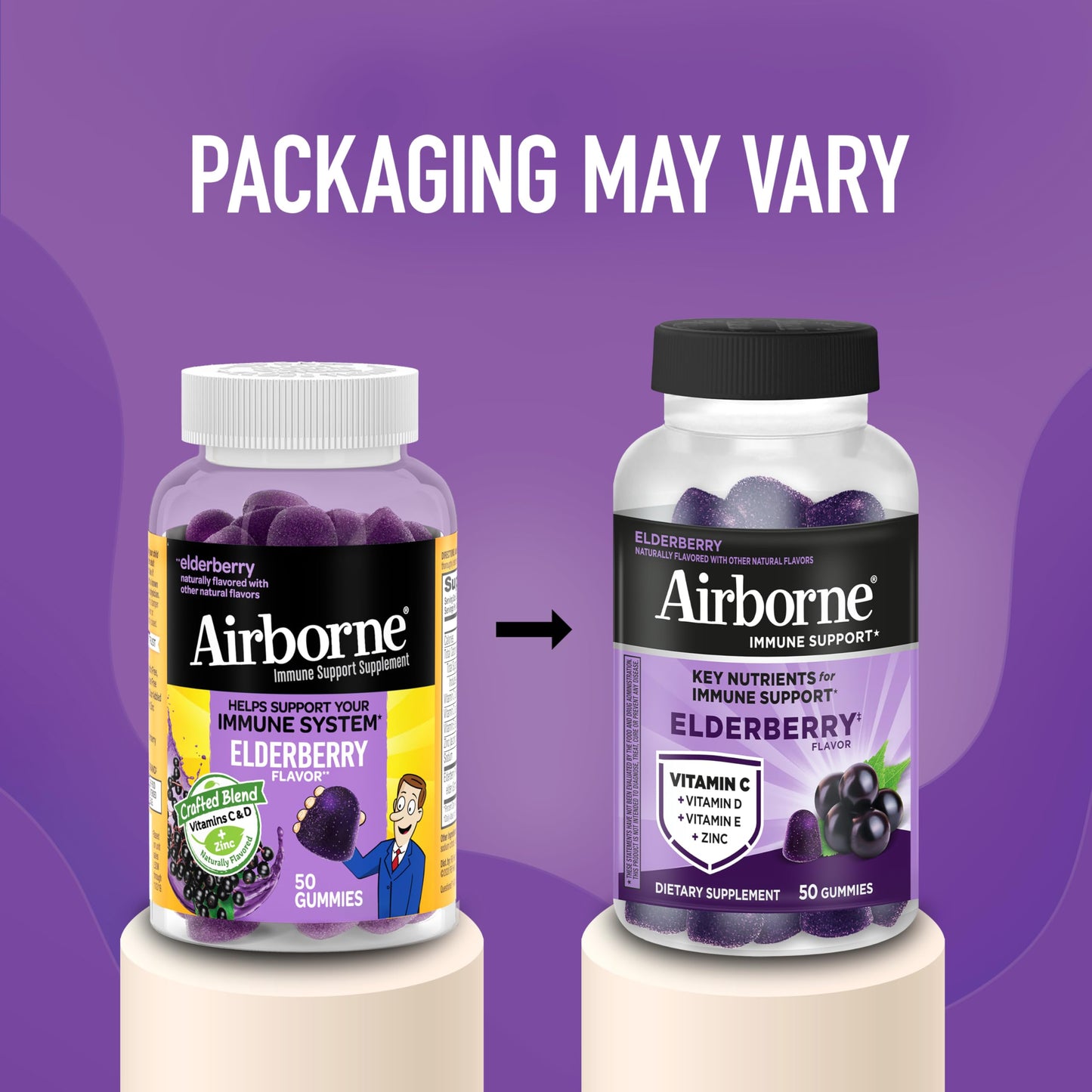 Airborne Elderberry + Zinc & Vitamin C Gummies, 50 Count