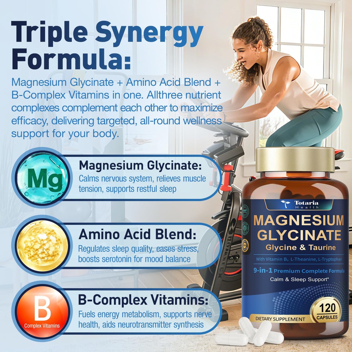 Totaria Magnesium Glycinate 1000mg Capsule, 120 Capsules