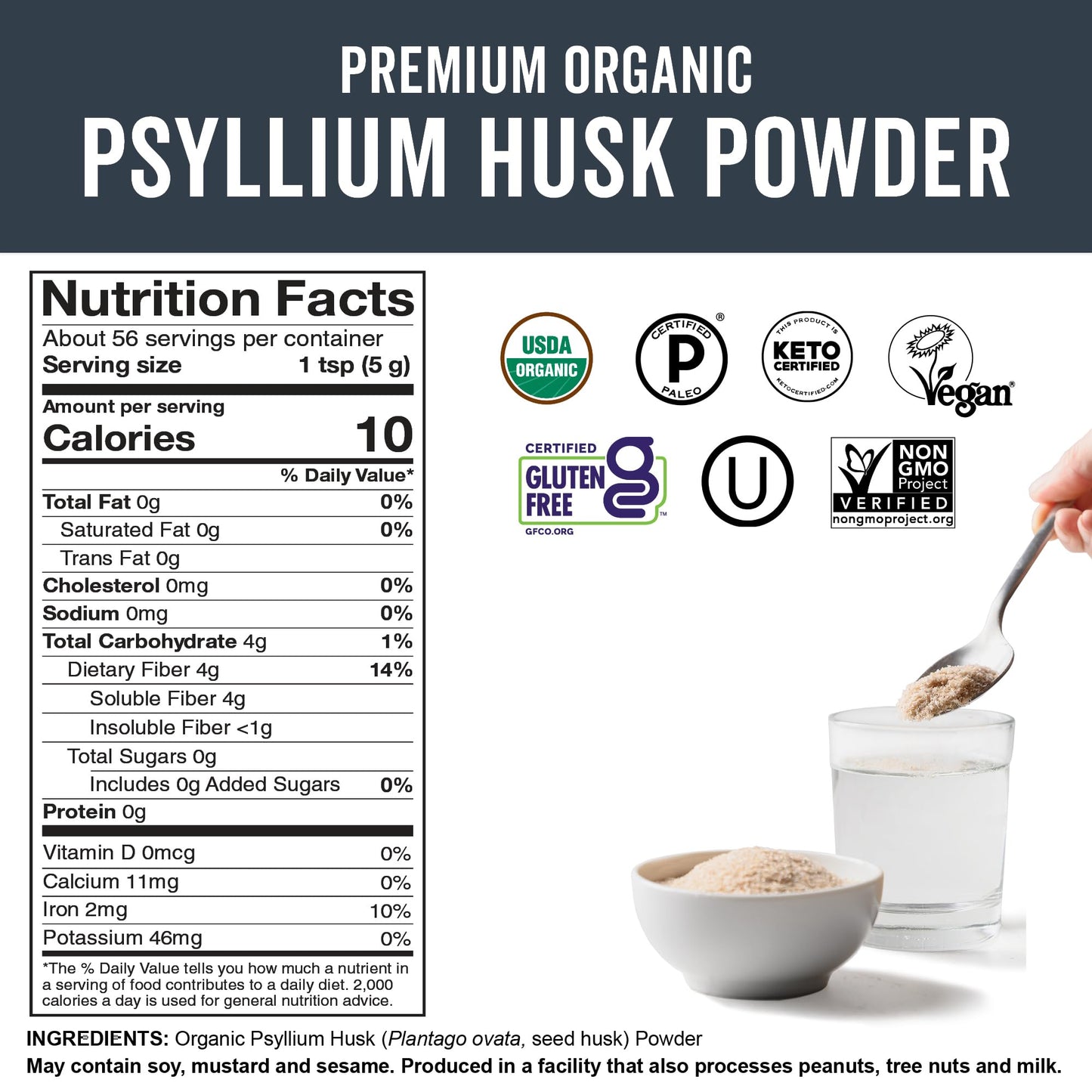 Viva Naturals Organic Psyllium Husk Powder, 10
