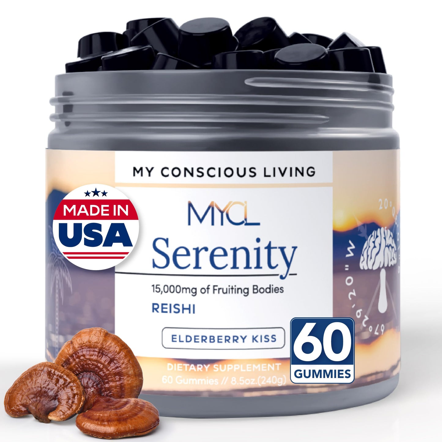 MYCL Serenity Reishi Mushroom Gummies 60 Count