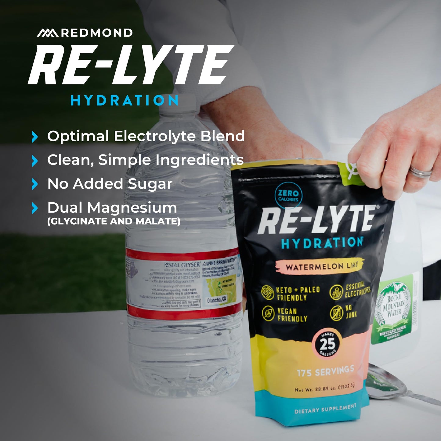 REDMOND Re-Lyte Hydration Electrolyte Powder Watermelon Lime, 175 Servings