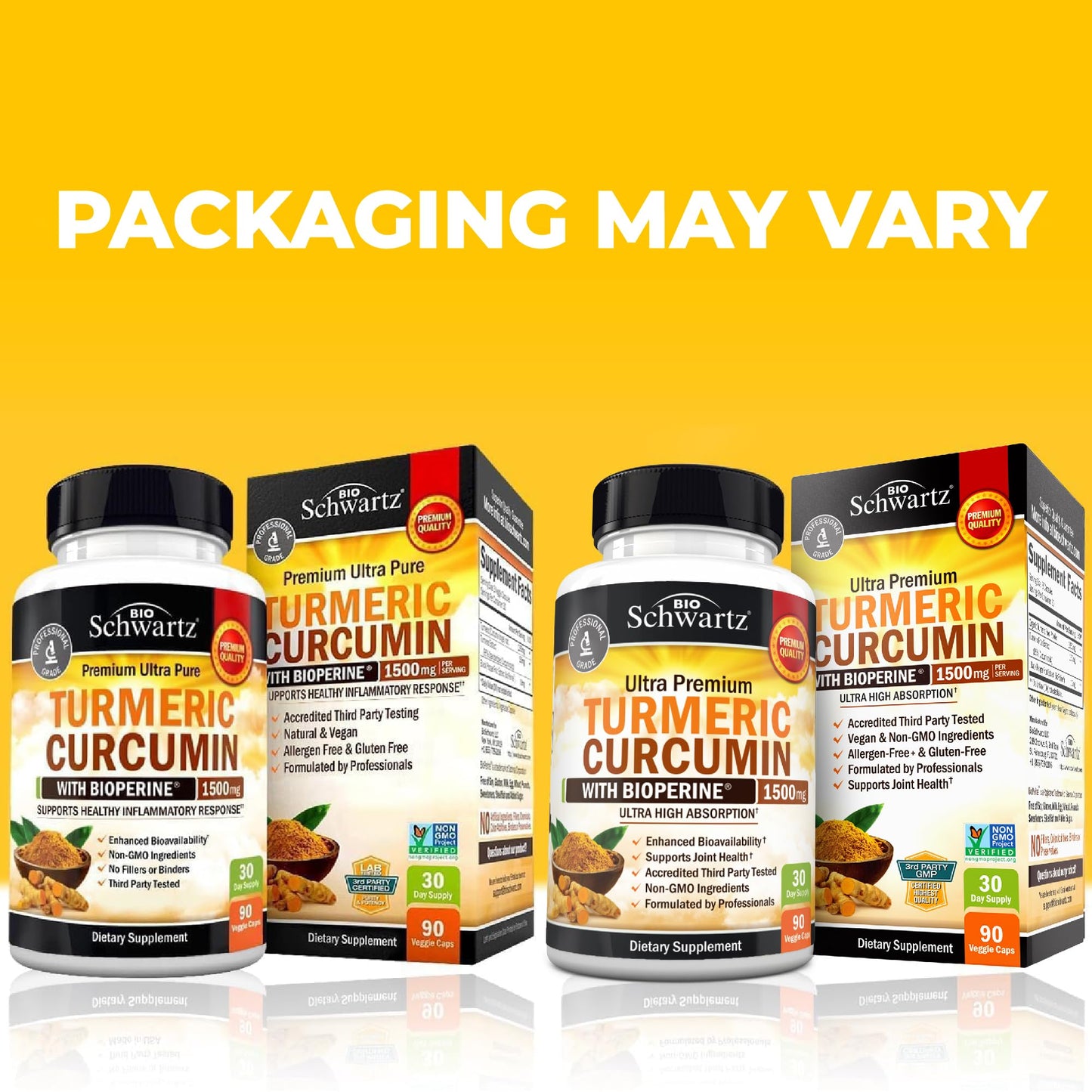 BioSchwartz Turmeric Curcumin with Black Pepper Extract 1500mg Capsules, 90 Count