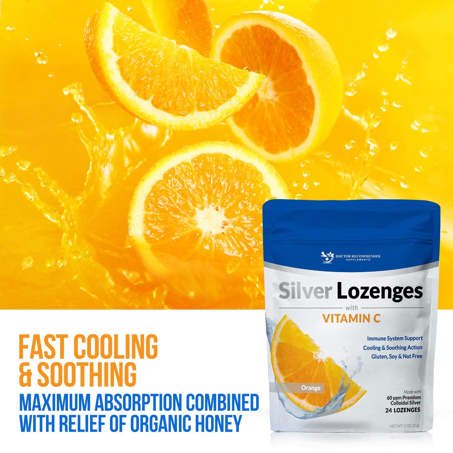 DOCTOR RECOMMENDED SUPPLEMENTS Silver Lozenges with Vitamin C, 24 Lozenges
