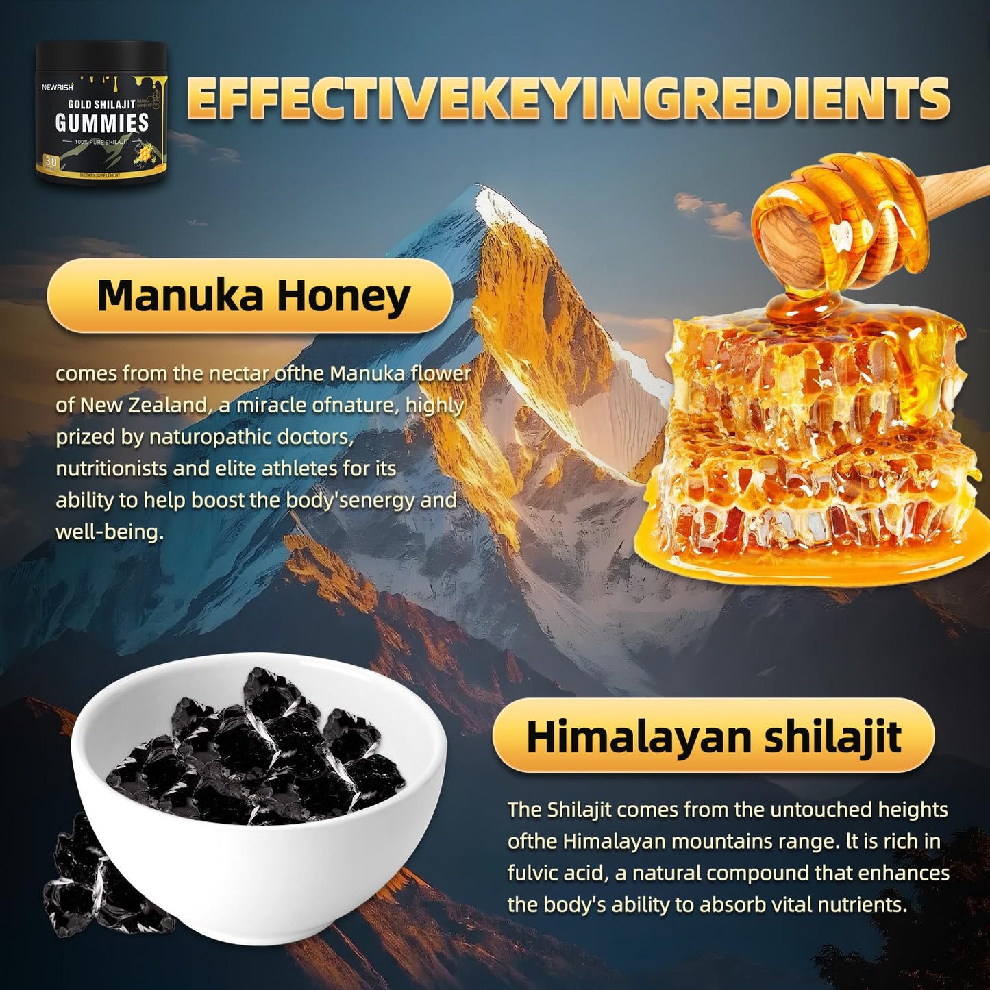 Newrish Shilajit Gummies, 30 Count
