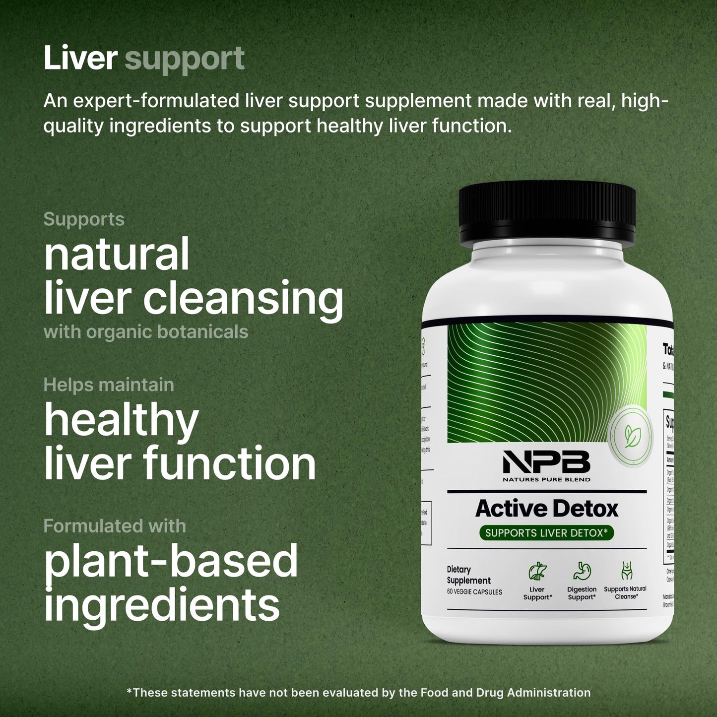 Nature's Pure Blend Active Detox Cleanse – Organic Turmeric Supplement with Apple Cider Vinegar for Digestive Support – Body Detox for Men to Promote Balance & Vitality – Green Tea & Milk Thistle Capsule 60 Count