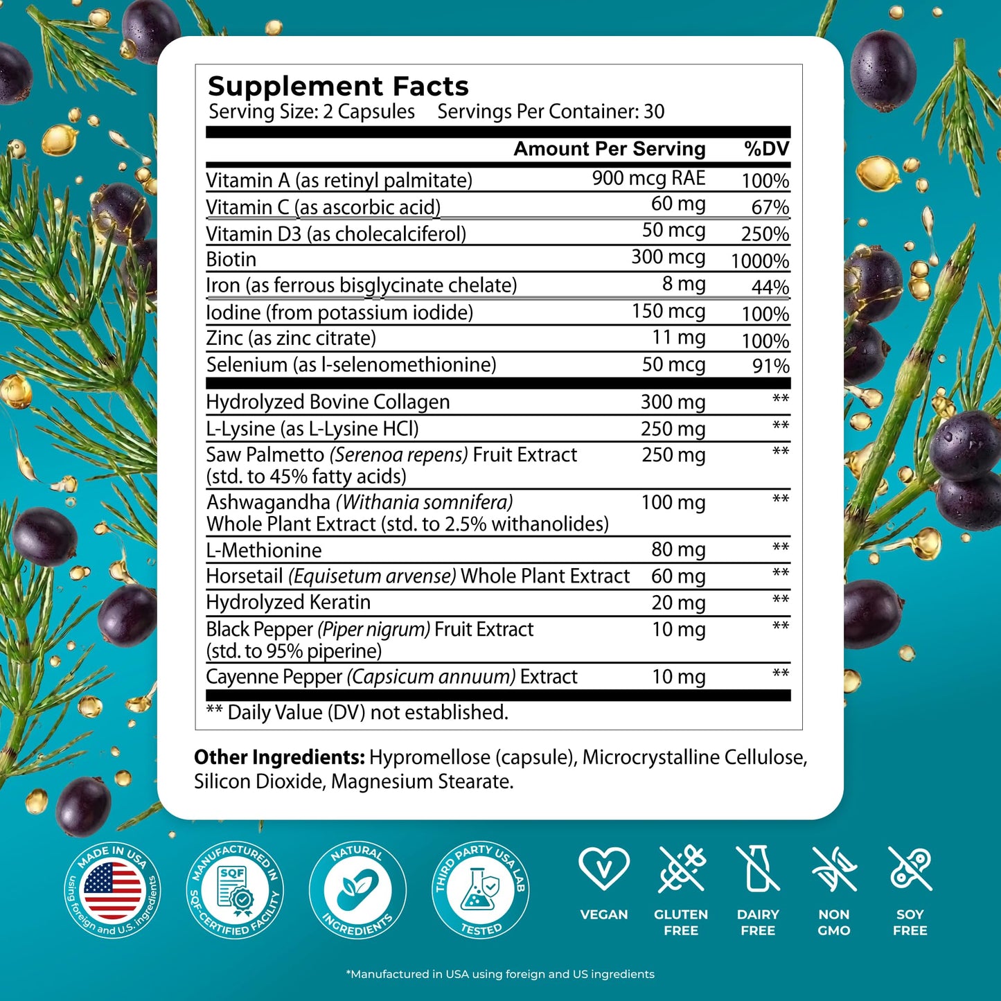 PUREHEALTH RESEARCH ReGrow Hair Growth Vitamins Capsule, 60 Capsules
