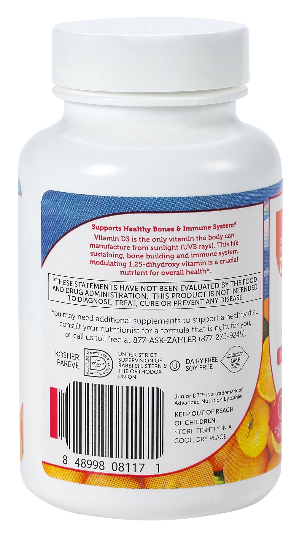 Zahler Junior D3 Chewable Tablet 1000IU, 240 Count