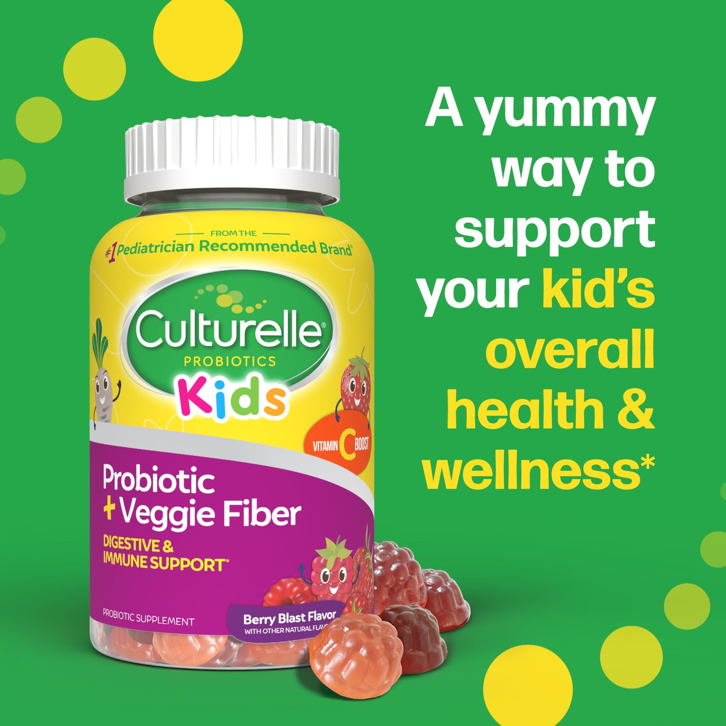 Culturelle Daily Probiotic For Kids + Veggie Fiber Gummies 60 Gummies