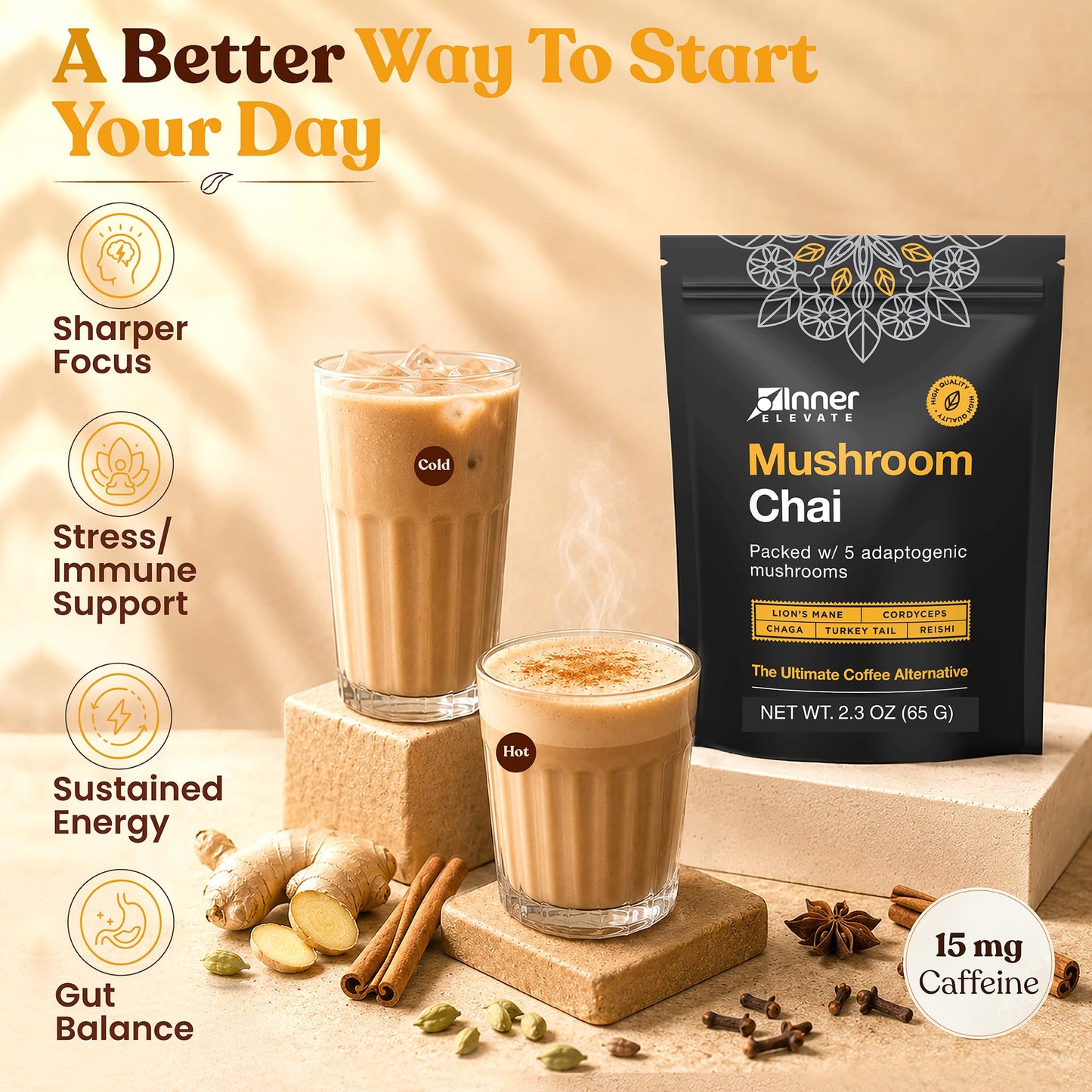 Inner Elevate Mushroom Chai Powder 6.9 Ounce