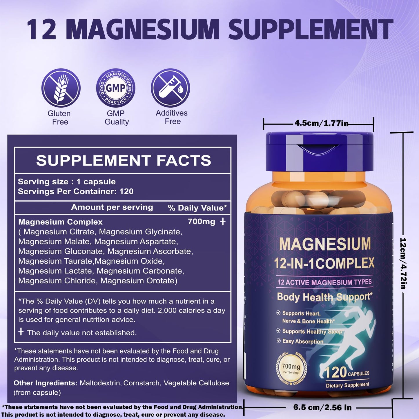 Dr. HR 12-in-1 Magnesium Complex Supplement 700mg Capsule, 120 Count