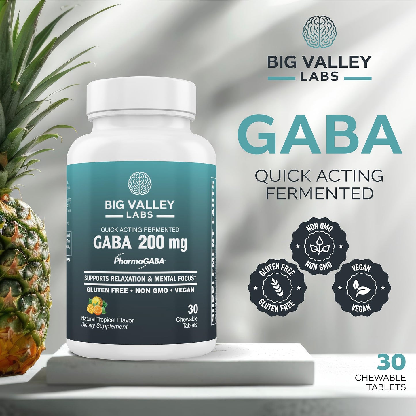 Big Valley Labs GABA 200 mg Chewable Tablets 30 Count