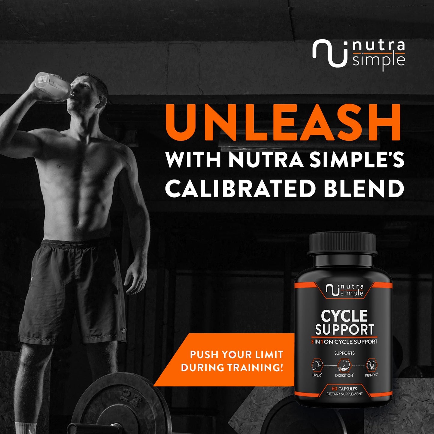 Nutra Simple Cycle Support Supplement for Men & Women - Natural Liver Cleanse Detox & Repair - Gut Health & Kidney Support with Milk Thistle, Beet Root, Dandelion, Choline, Artichoke Extract, 60 Capsules