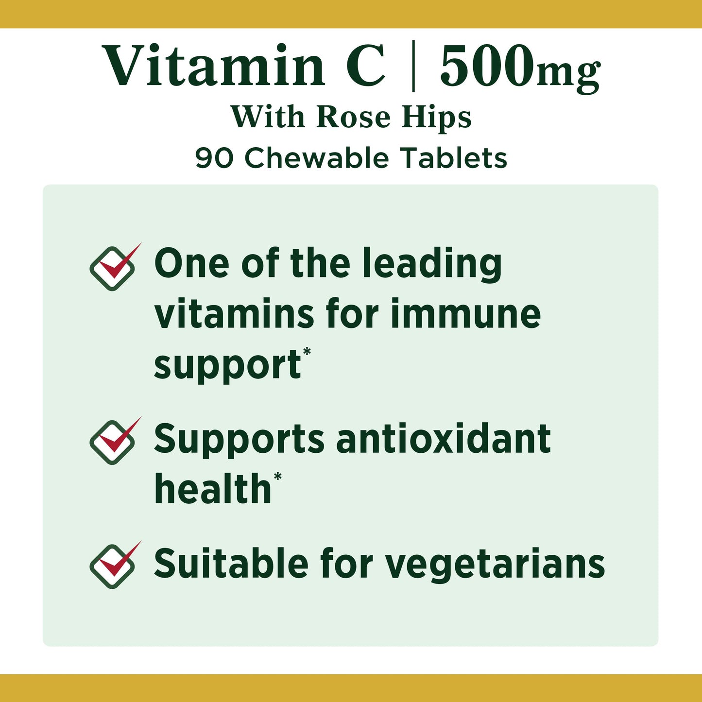 Nature's Bounty Vitamin C 500 mg with Rose Hips Chewables, 180 Tablets