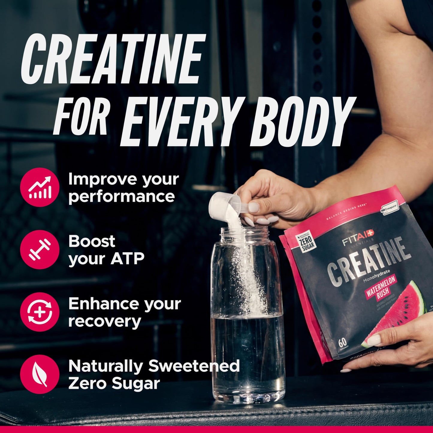 LIFEAID FITAID Creatine CreaPure Watermelon Rush Powder 0.22 Ounce