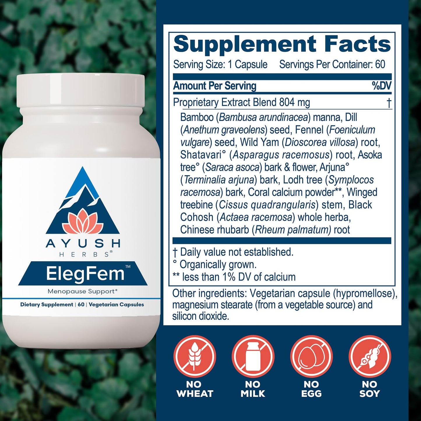 Ayush Herbs ElegFem Menopause Support Capsules 60 Count