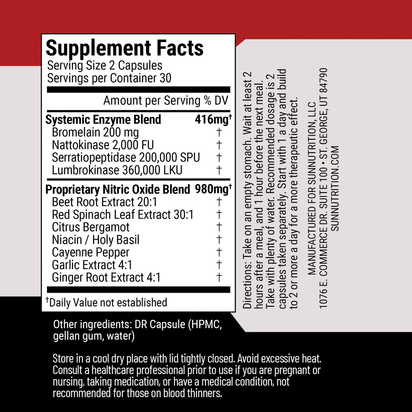 SunNutrition Vascular Defense Nitric Oxide Support Capsules, 60 Count