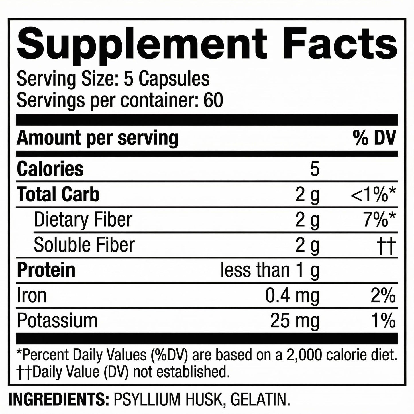 Generic Psyllium Husk Fiber Capsules 300 Count