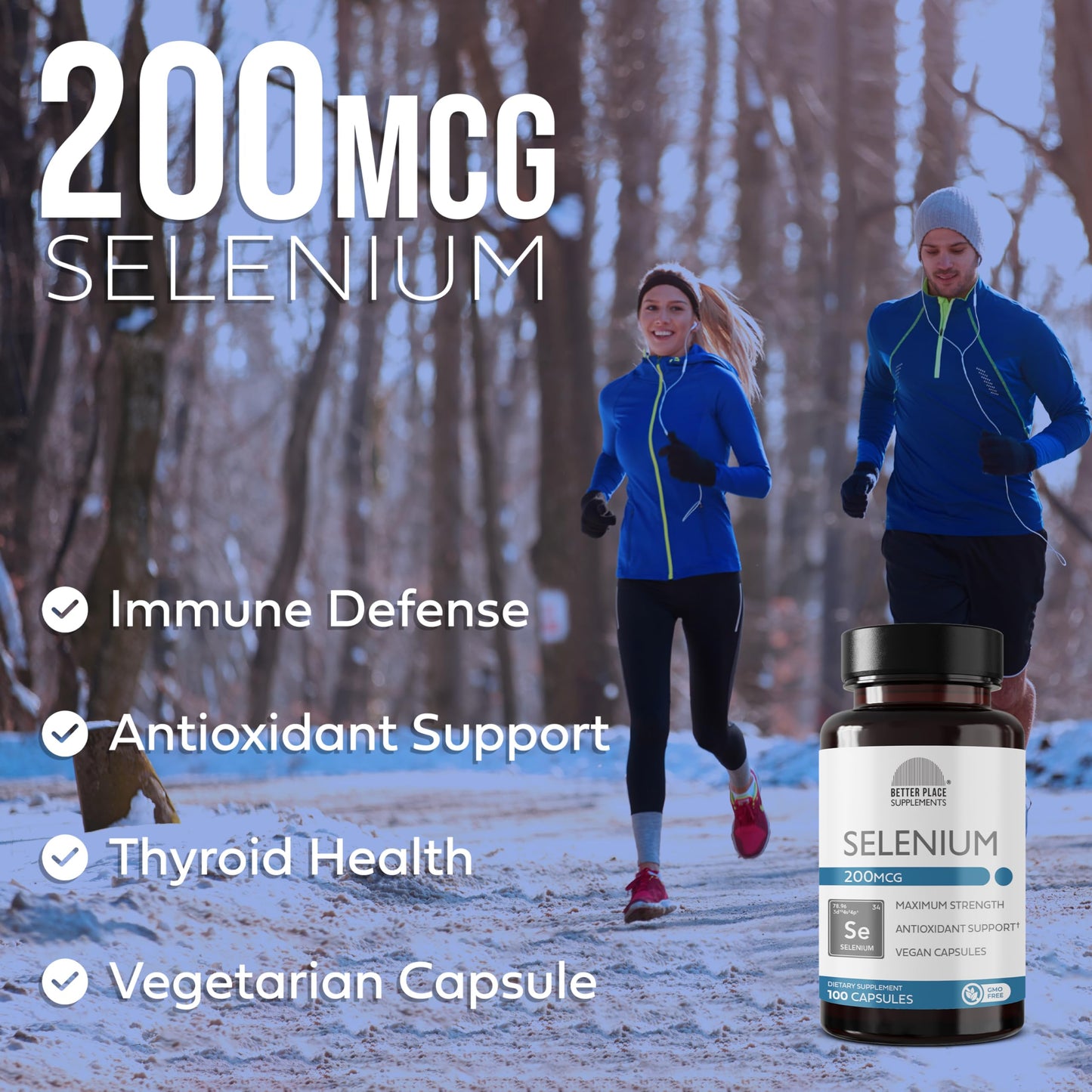 Better Place Organics Selenium Capsules, 200mcg, 100 Count