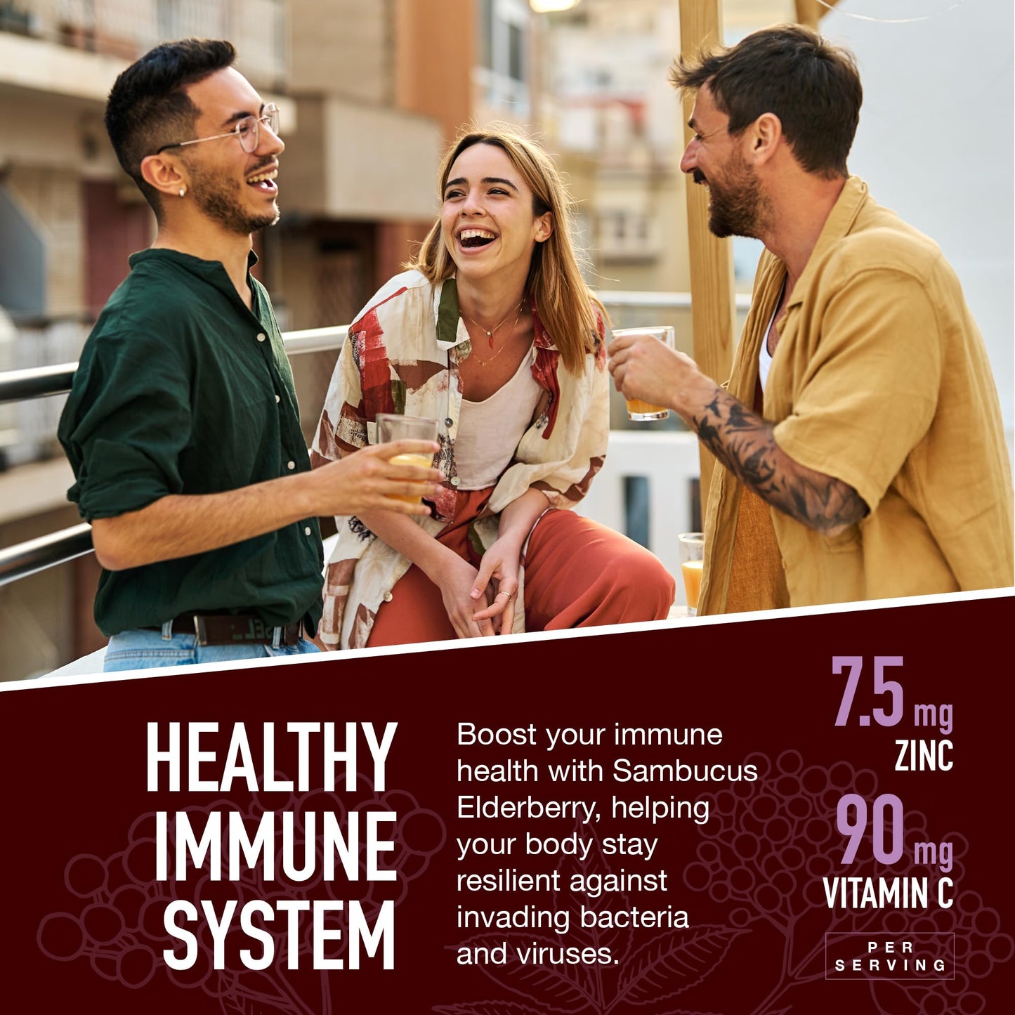 YUM-V'S Strong Earth Elderberry Gummies 60 Count