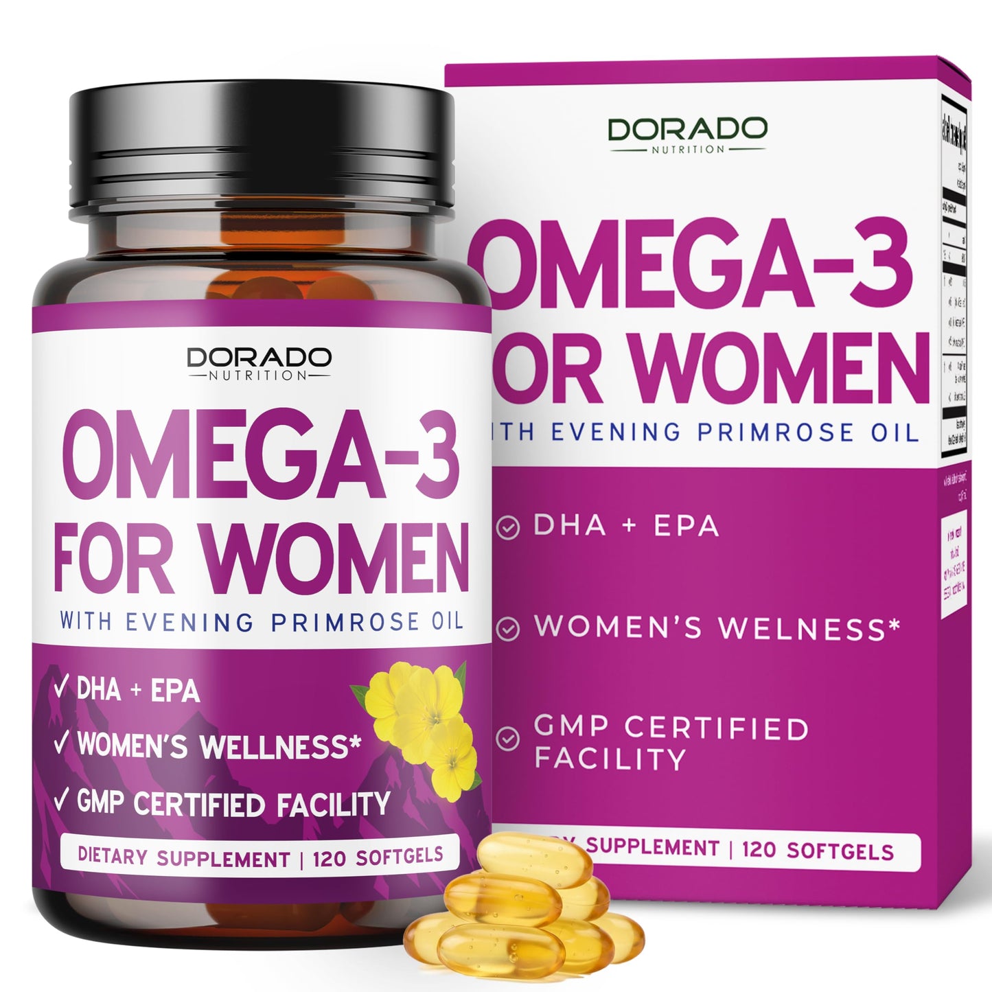 Dorado Nutrition Fish Oil Omega-3 Supplements for Women Softgels 120 Count