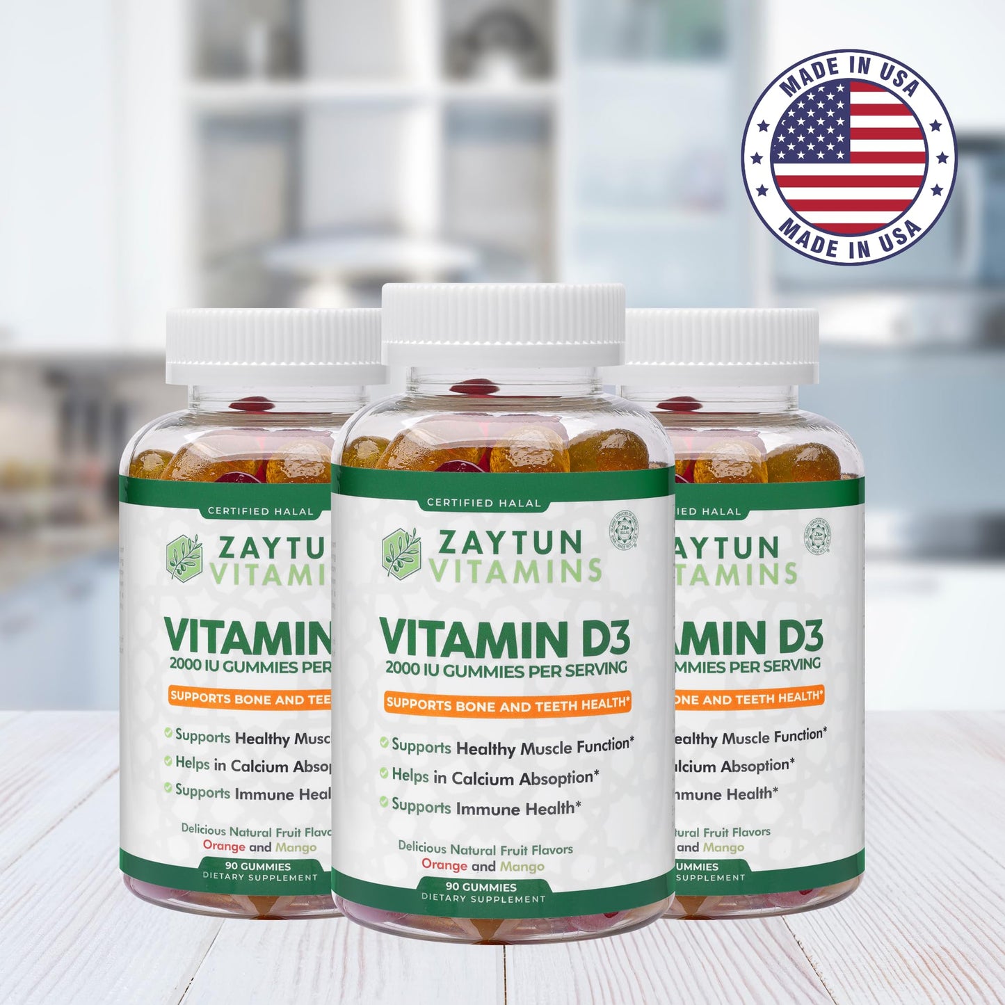 Zaytun Vitamins Vitamin D3 2000 IU Gummies, 90 Count