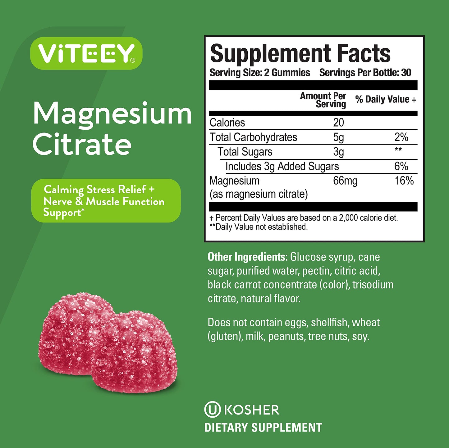 Viteey Magnesium Gummies for Adults 60 Count
