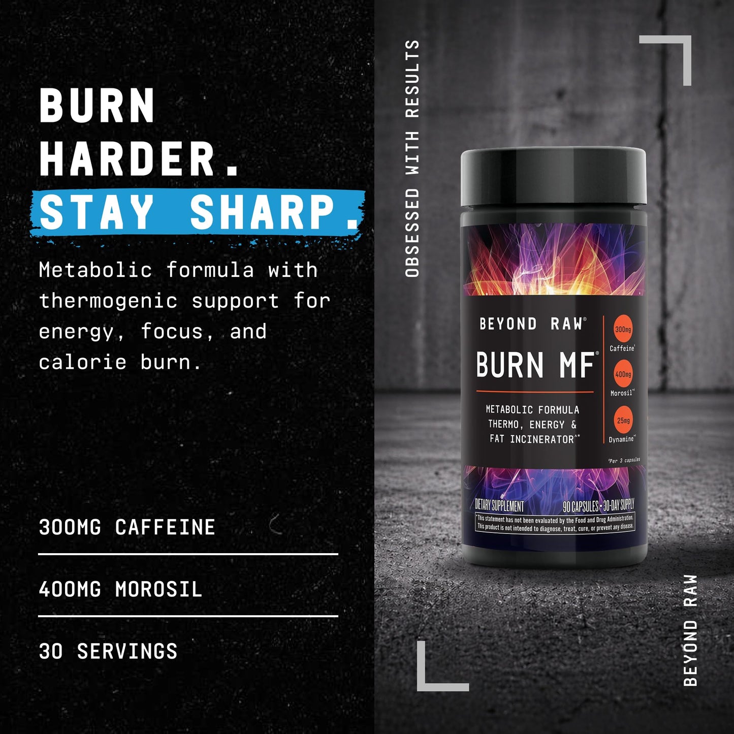 BEYOND RAW Burn MF Metabolic Formula Thermo Activator Capsule 90 Count