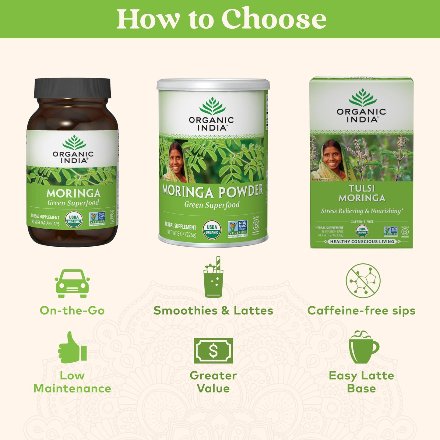 Organic India Moringa Herbal Supplement Powder, 8 oz