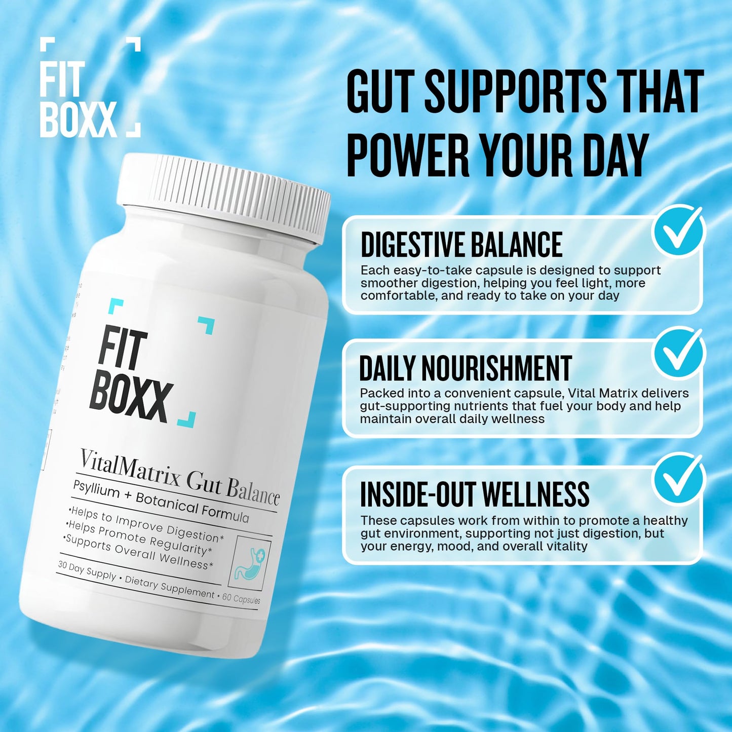 Fit Boxx VitalMatrix Gut Balance Capsules, 60 Count