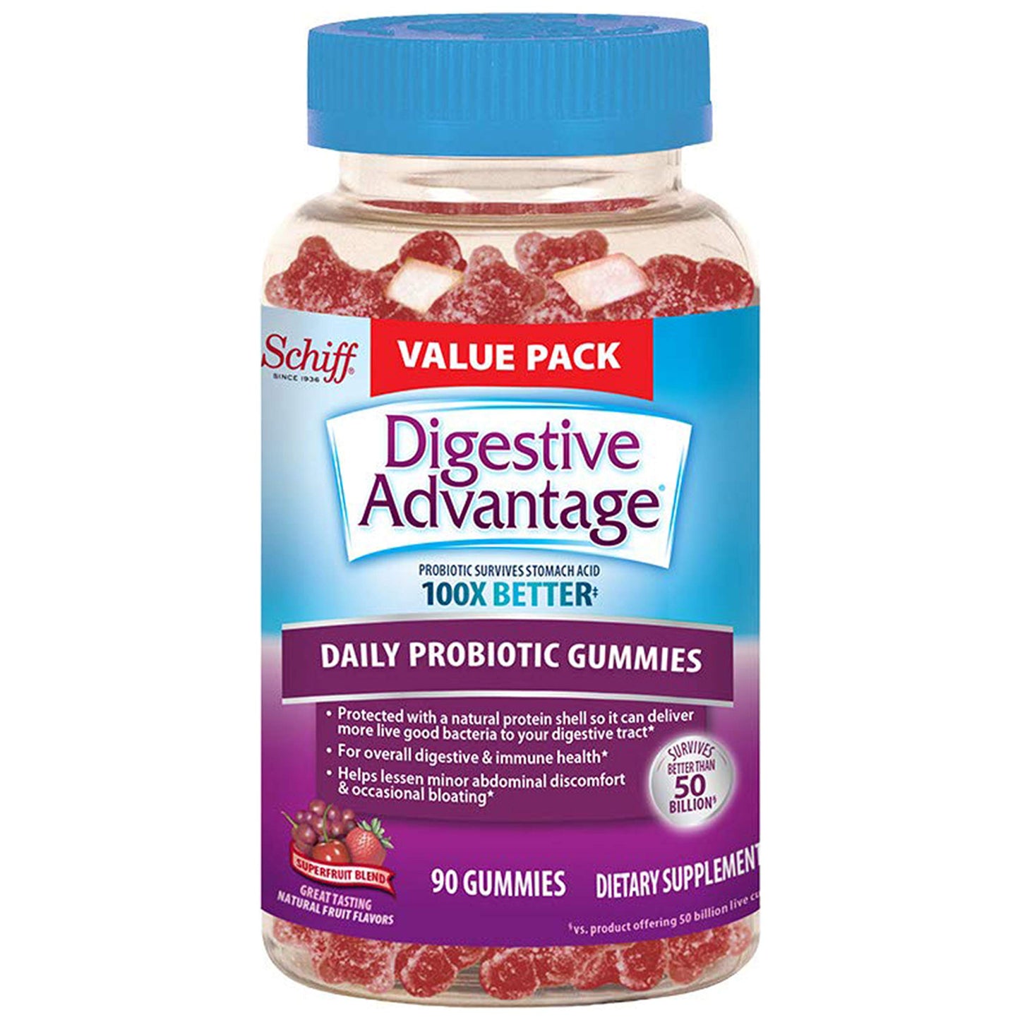 Digestive Advantage Probiotic Gummies for Digestive Health, 90 Gummies