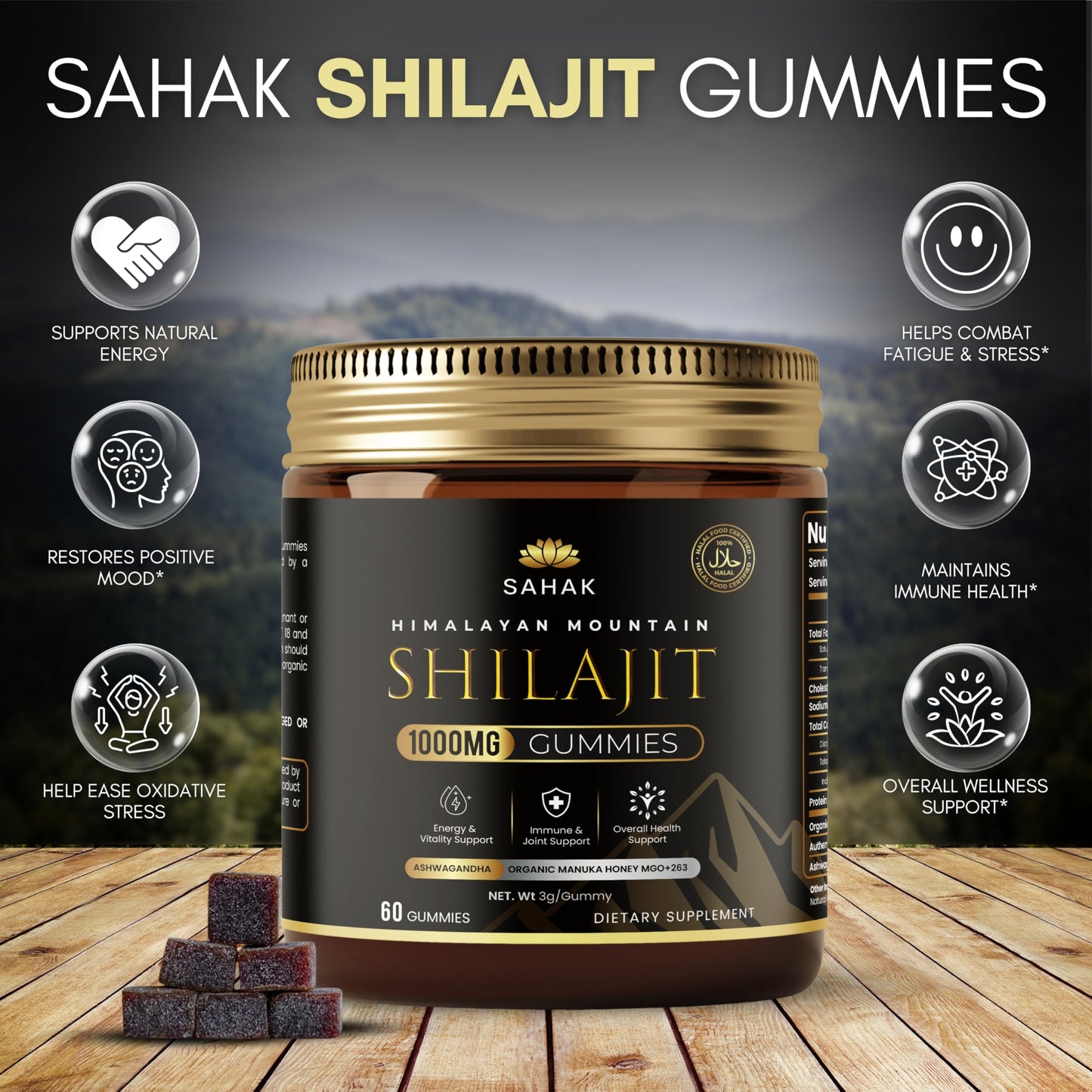 SAHAK Shilajit Gummies, 60ct