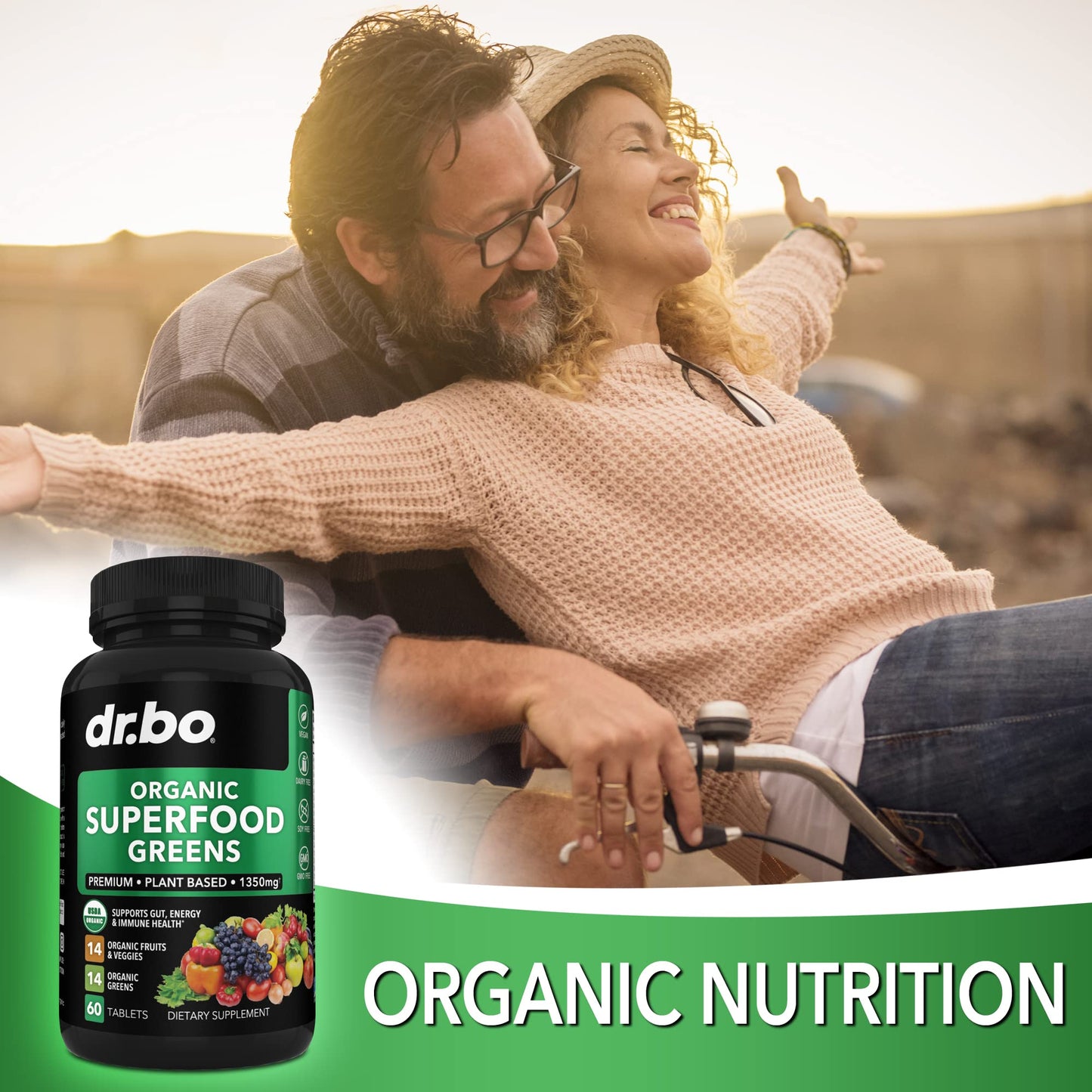 DR. BO Organic Superfood Greens & Fruit Supplements 60 Tablets