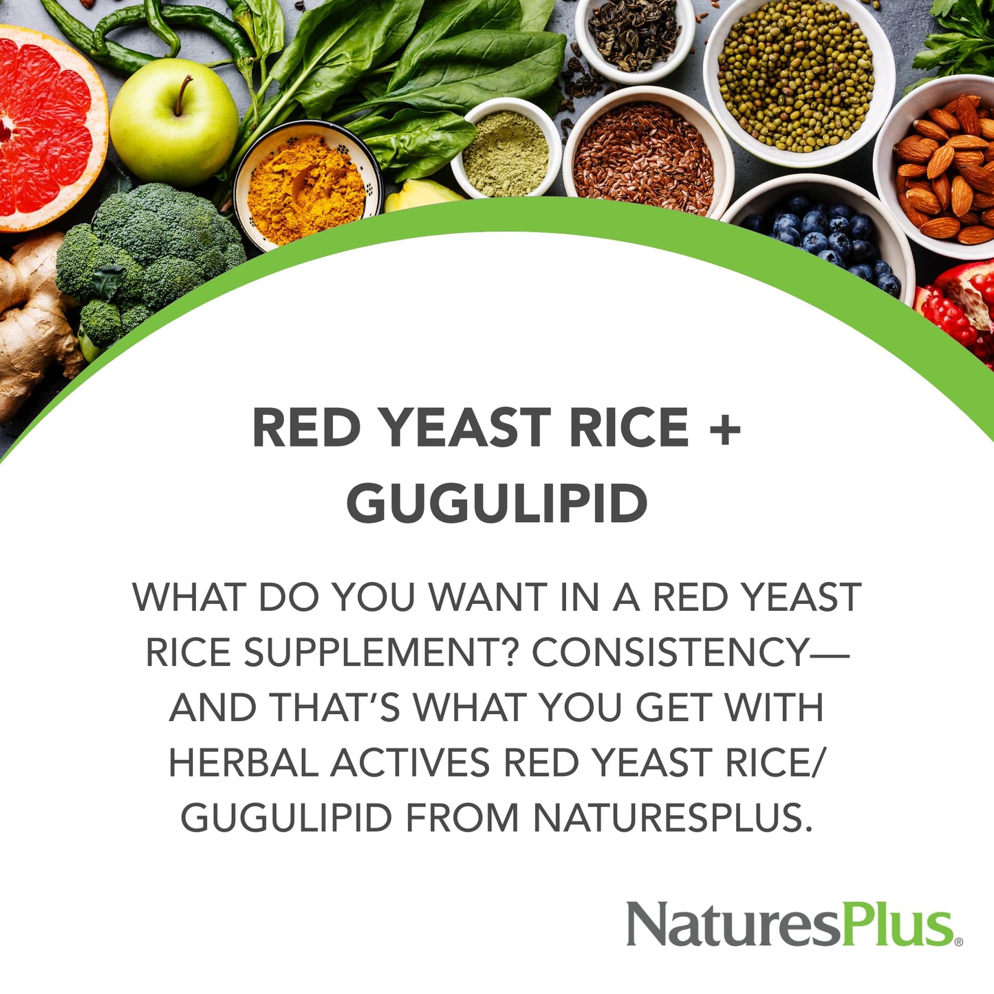 NaturesPlus Herbal Actives Red Yeast Rice & Gugulipid Capsules 120 Count