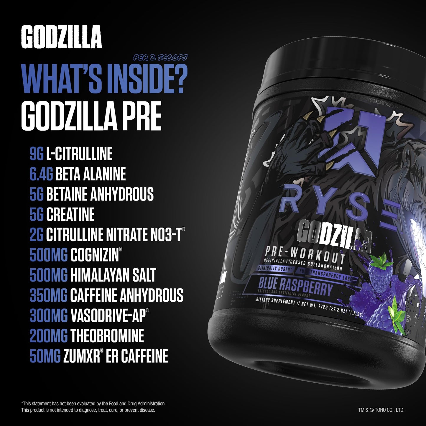 RYSE Up Supplements Godzilla X Noel Deyzel Pre Workout Powder 25.6 Servings