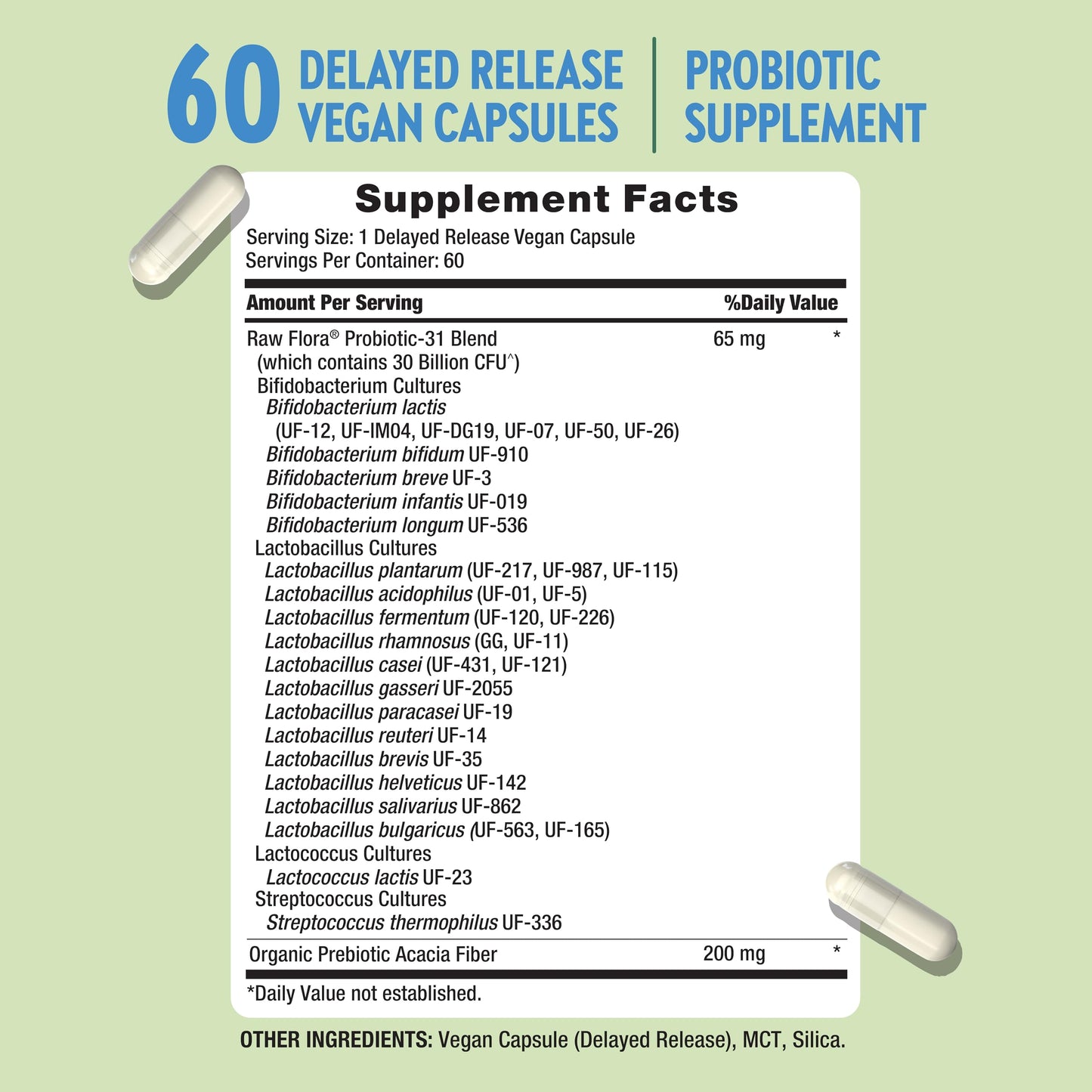 Raw Flora Probiotic for Women and Men Capsule 60 Count