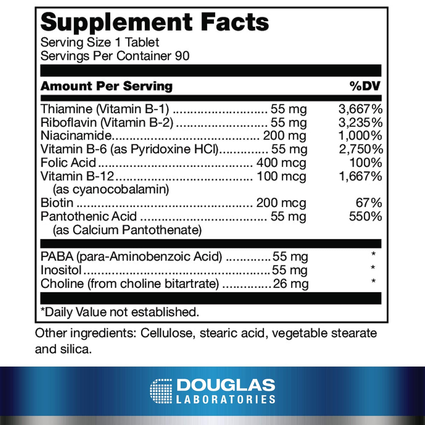 Douglas Laboratories Stress-B-Plus Comprehensive B Vitamin Complex Tablet, 90 Tablets