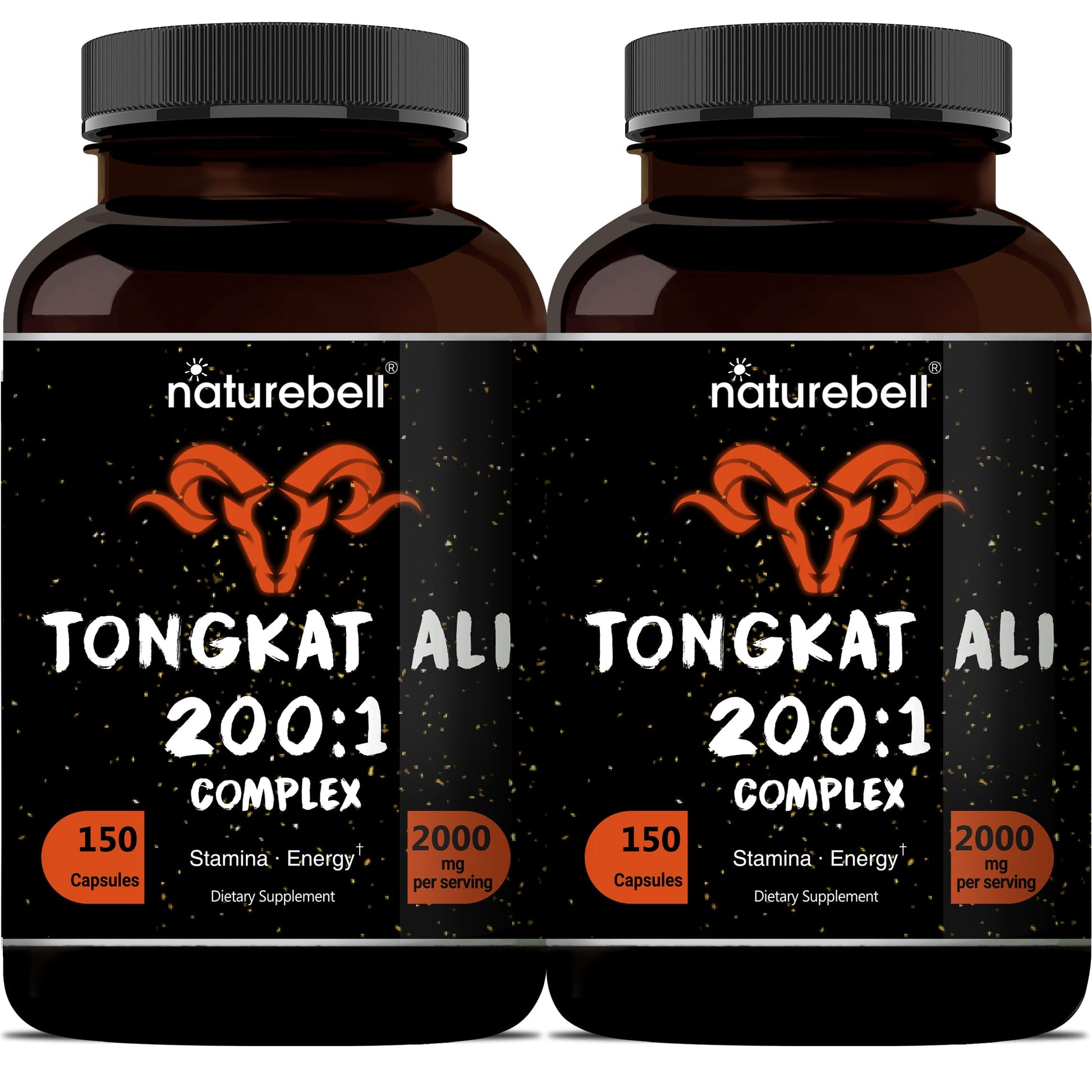 NatureBell Tongkat Ali 200:1 Longjack Extract for Men Capsules, 2000mg per Serving, 300 Capsules