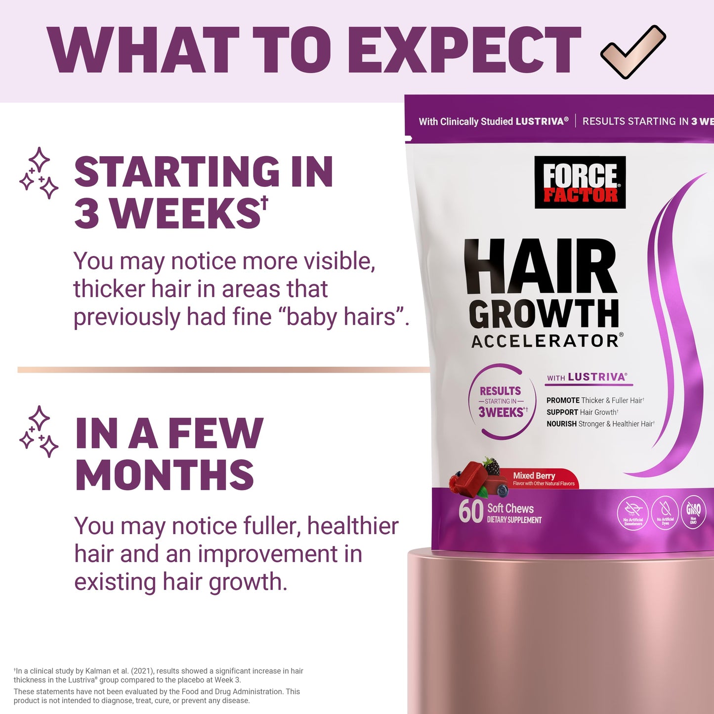 Force Factor Hair Growth Accelerator Soft Chews, 120