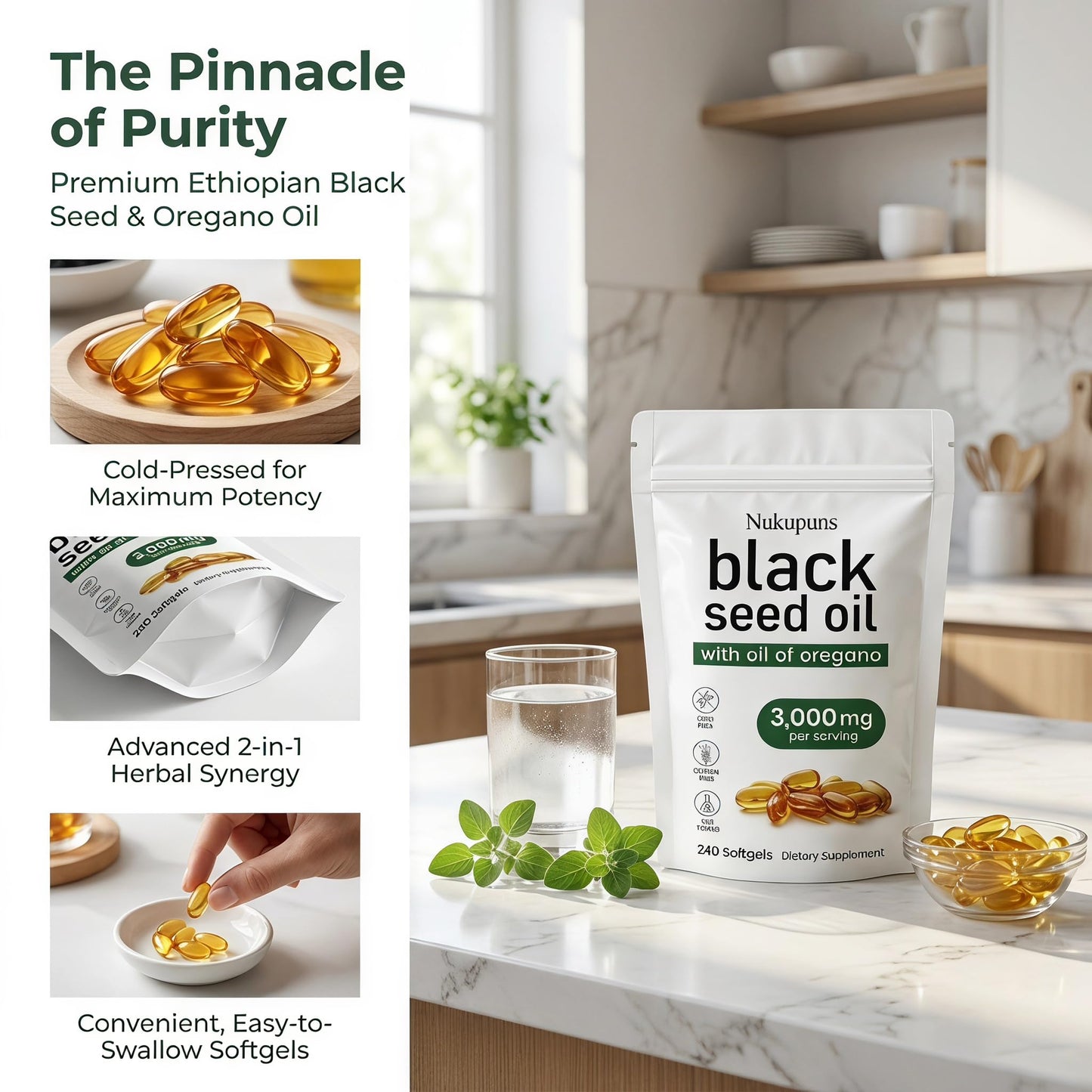 Nukupuns Ethiopian Black Seed Oil Softgels 240 Softgels