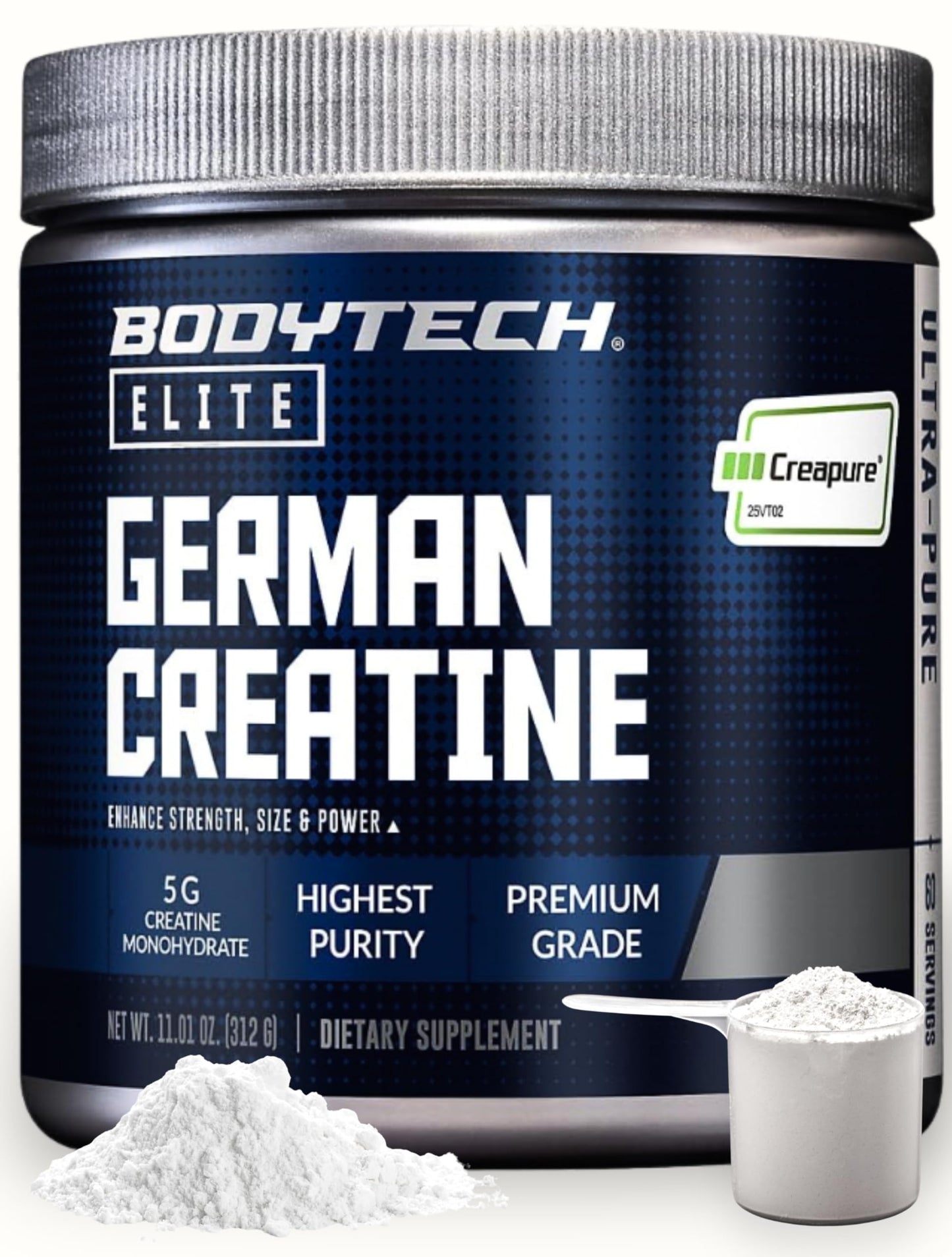 BodyTech Elite German Creatine with Creapure®, Creatine Monohydrate Powder, 60 Servings