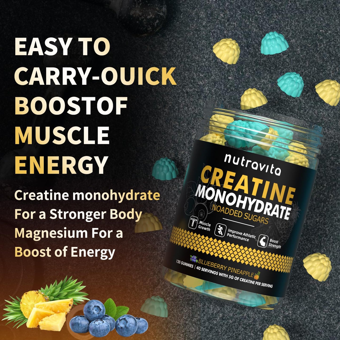Nutravita Creatine Monohydrate Gummy 120 Count