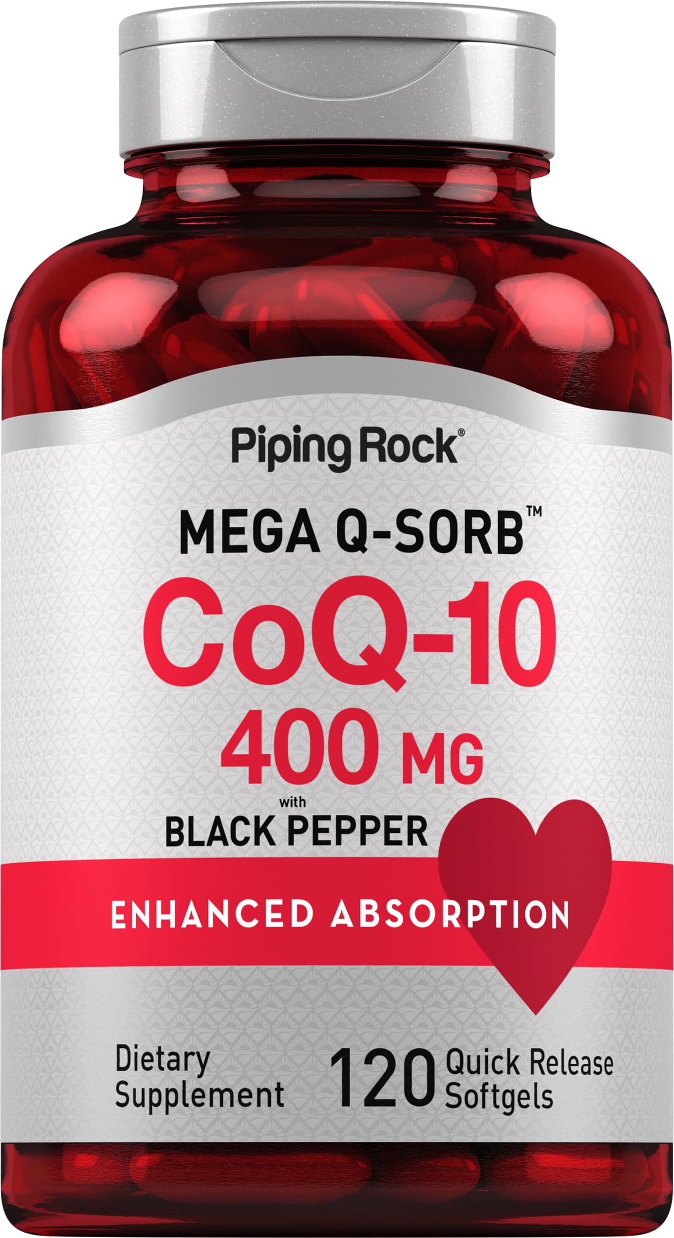 Piping Rock CoQ10 400mg Softgels, 120 Count