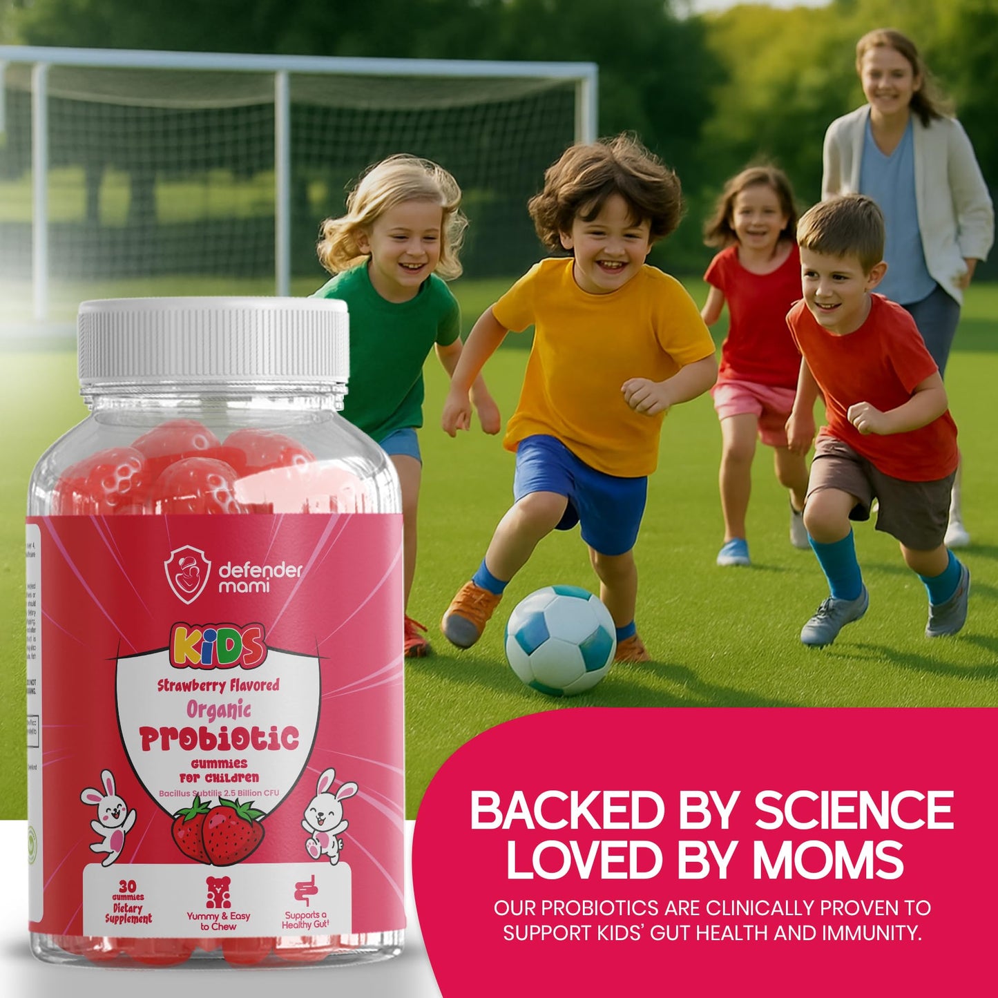 Defender Mami Kids Organic Probiotic Gummies 2.5 Billion CFU, 30 Count