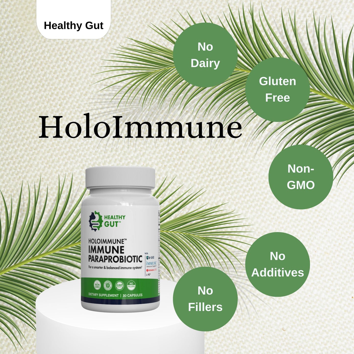 Healthy Gut HoloImmune Paraprobiotic with Immuse Immune Support 30 Capsules