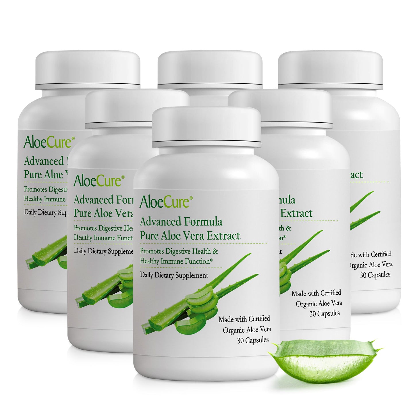 AloeCure Aloe Vera Capsules, 6 Bottles (30 Capsules Each)