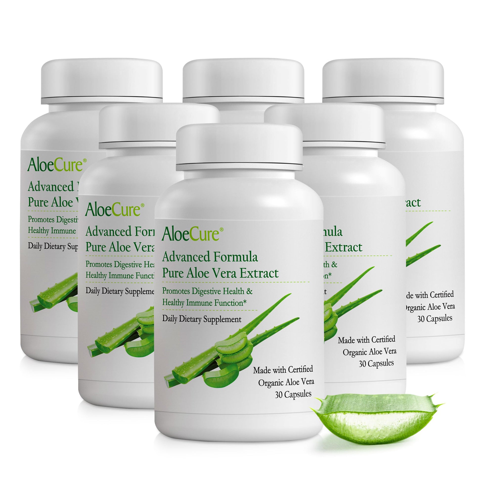 AloeCure Aloe Vera Capsules, 6 Bottles (30 Capsules Each)