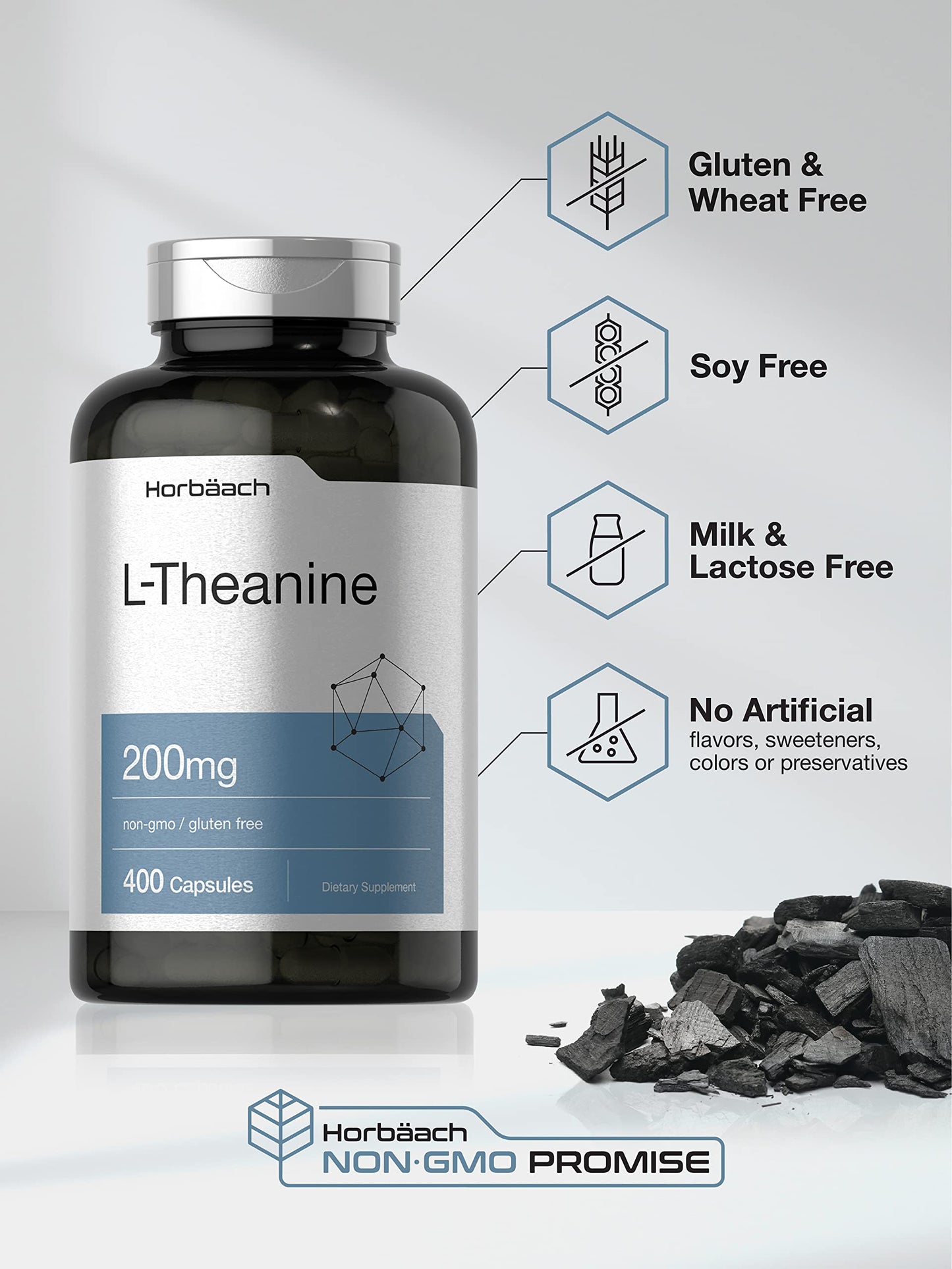 Horbäach L-Theanine 200mg Capsules, 400 Count