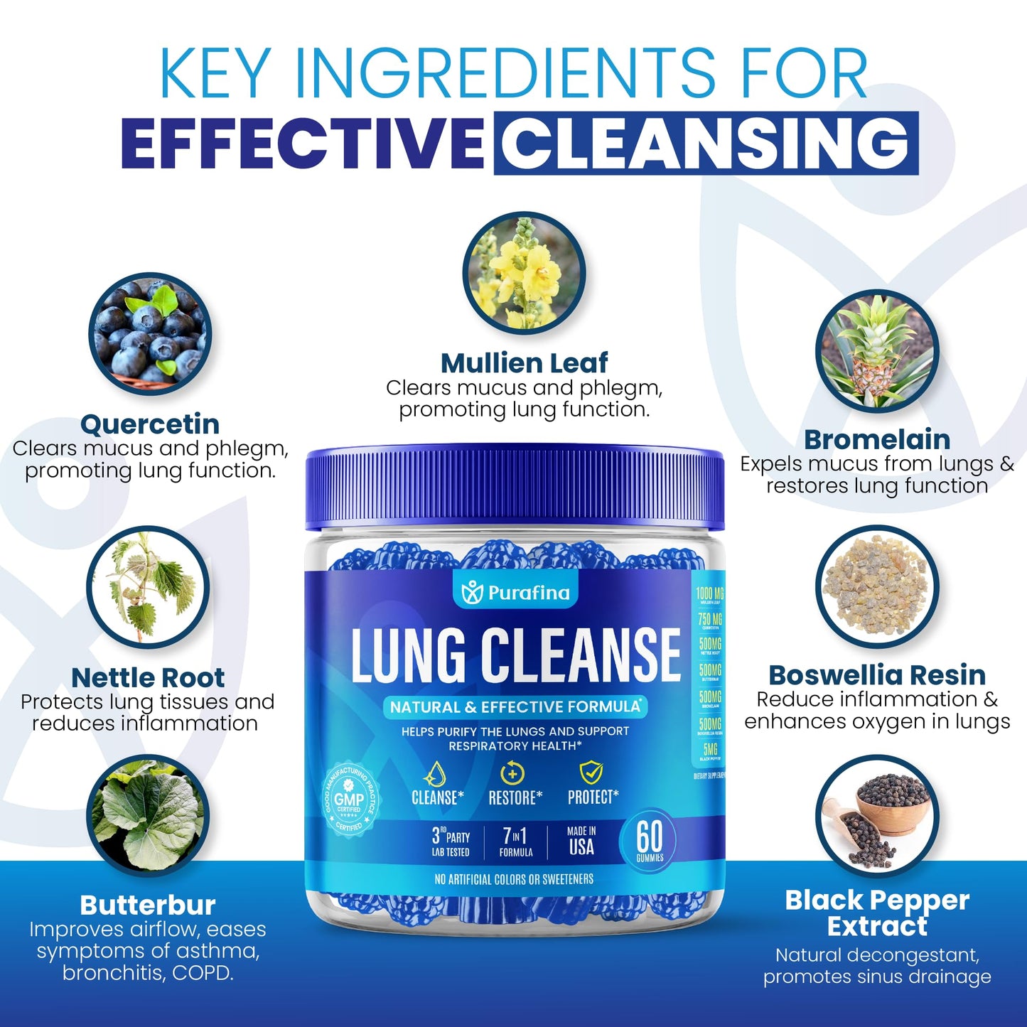 Nutravia Purafina Lung Cleanse Gummies 60 Count
